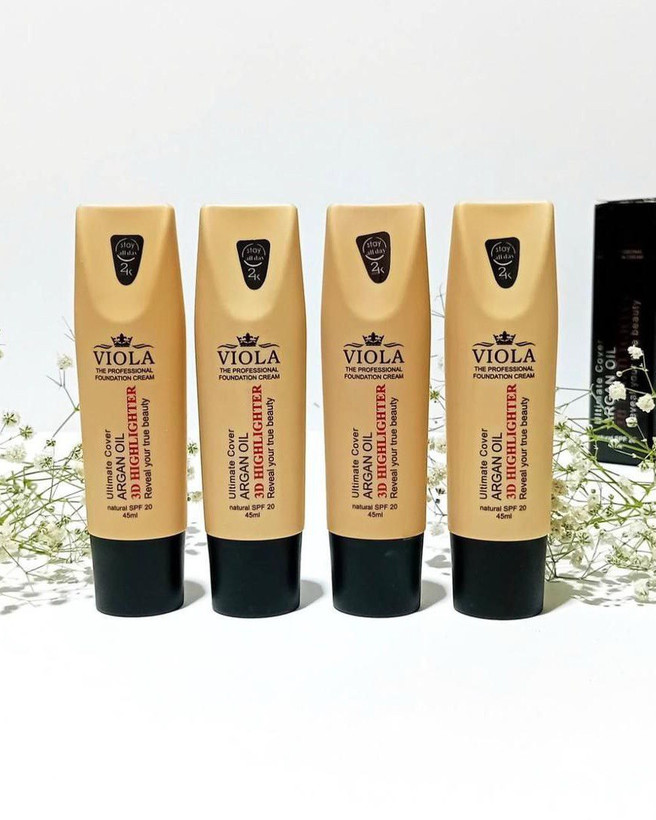 کرم پودر مات ویولا حاوی روغن آرگان و ویتامین C، ضدآب، SPF20، ۴ شماره رنگ، حجم ۴۵ میلیلیتر – فروشگاه کیوت گرام