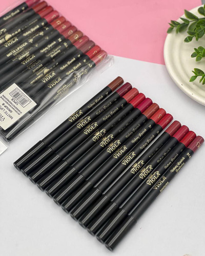 بسته ۱۲ عددی رژ لب مدادی مات ویولا MATTE LIPSTICK، رنگ پوکه مشکی ، سری رنگبندی A و B، فروشگاه کیوت گرام