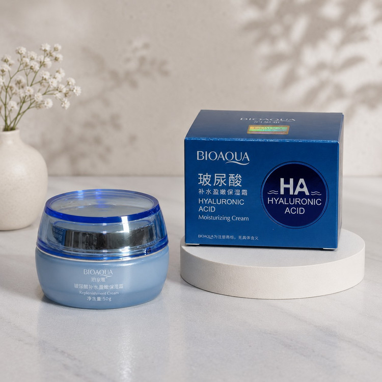 کرم آبرسان و مرطوب کننده بیوآکوا حاوی هیالورونیک اسید HA حجم 50 گرم BIOAQUA